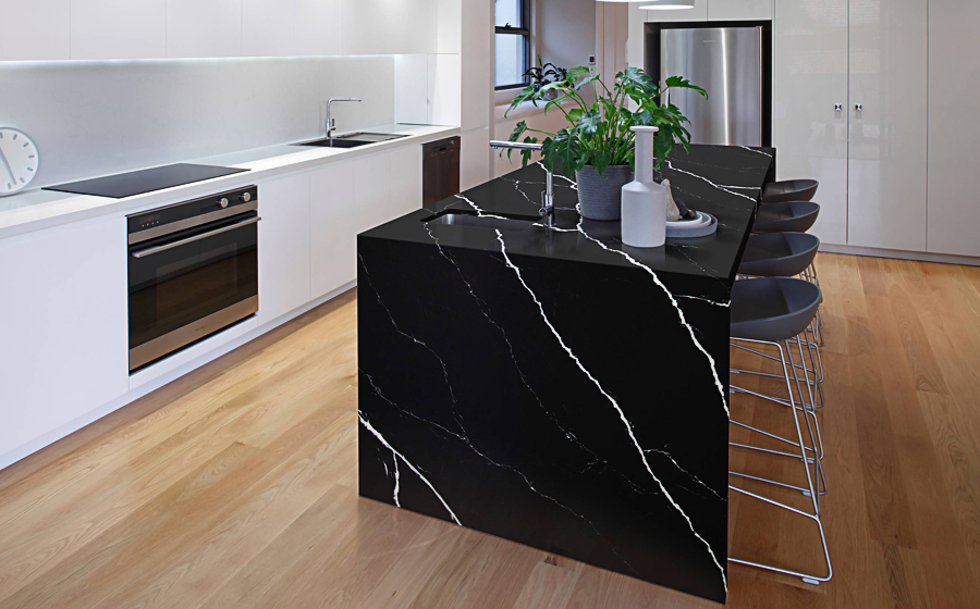 galley kitchen quartz countertops black sink