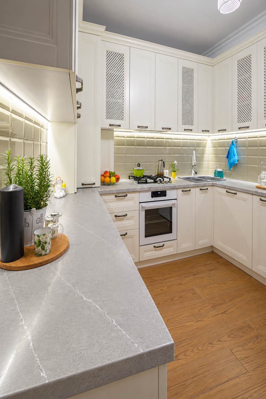Bright Modern Kitchen with Eternal Serena Stone Countertops