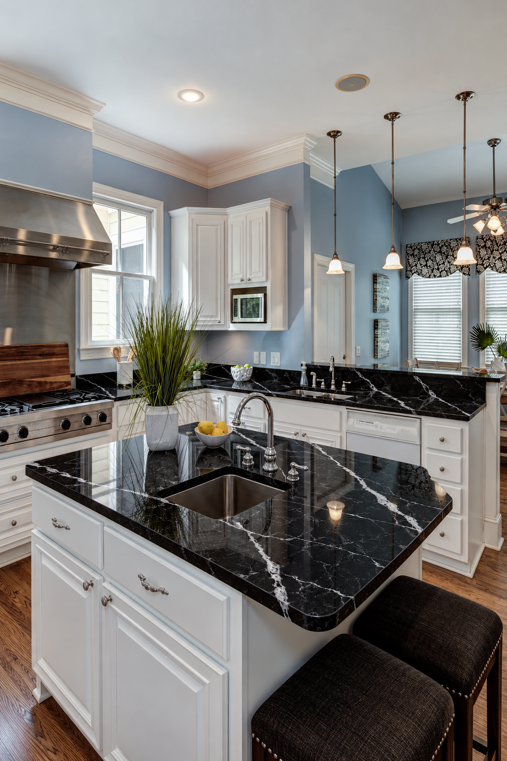 Nero Marquina Quartz Kitchen Interior